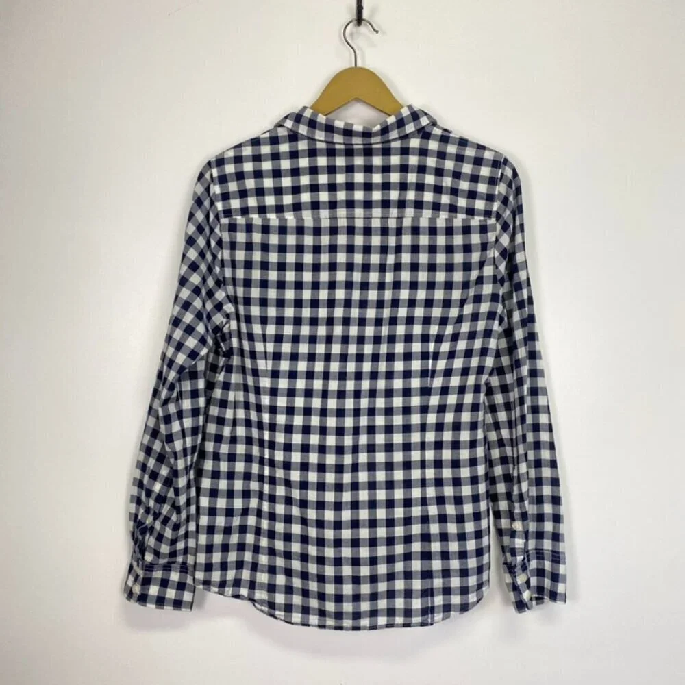 J. Crew Blue and White Checkered Button Down Top